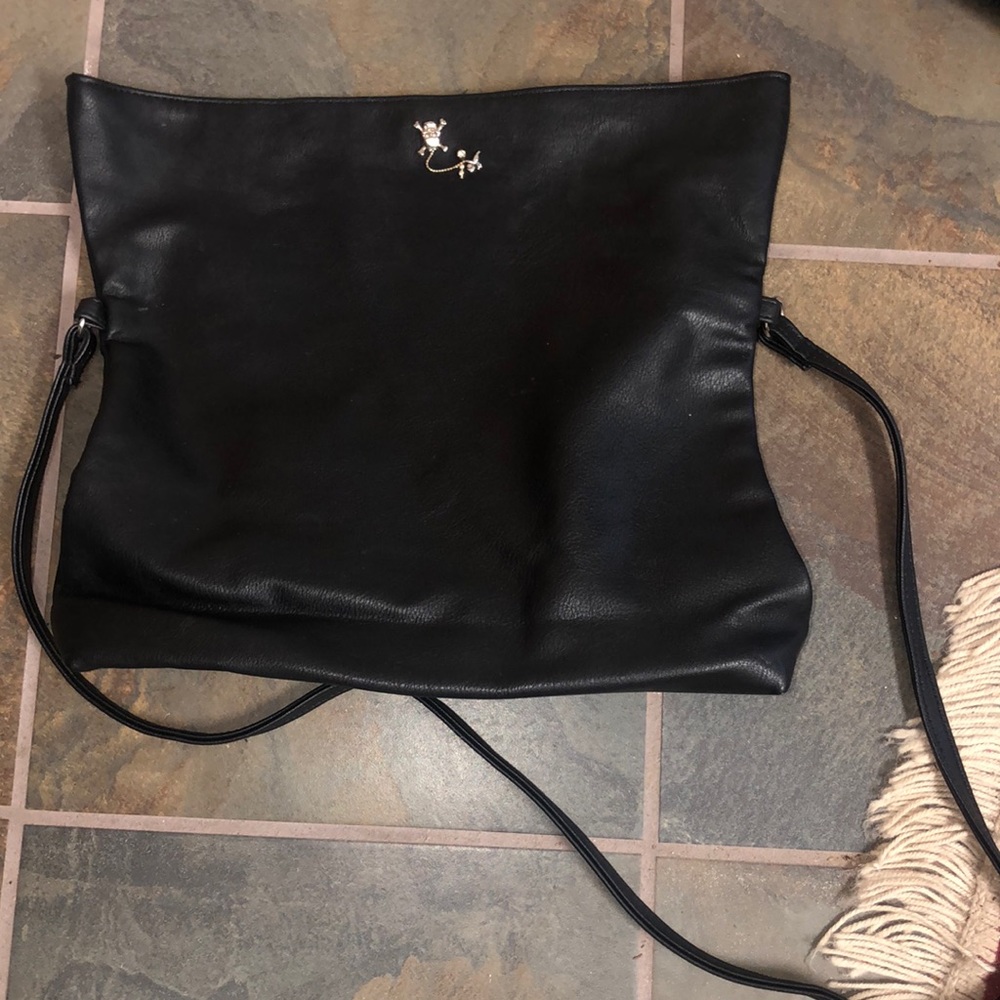 Black leather Adam Levine brand bag y2k